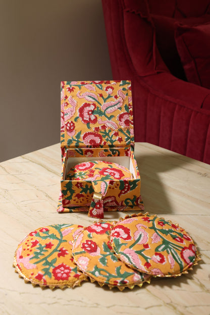 Tissue Box and Coaster Set- Yellow