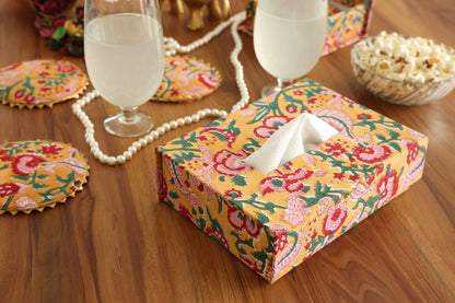 Tissue Box and Coaster Set- Yellow