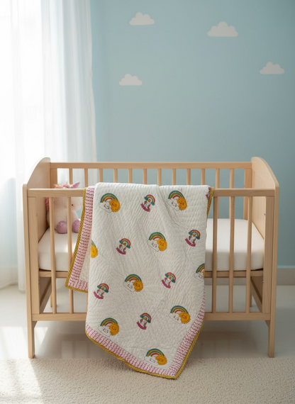 Baby AC Quilt- Unicorn & Rainbow