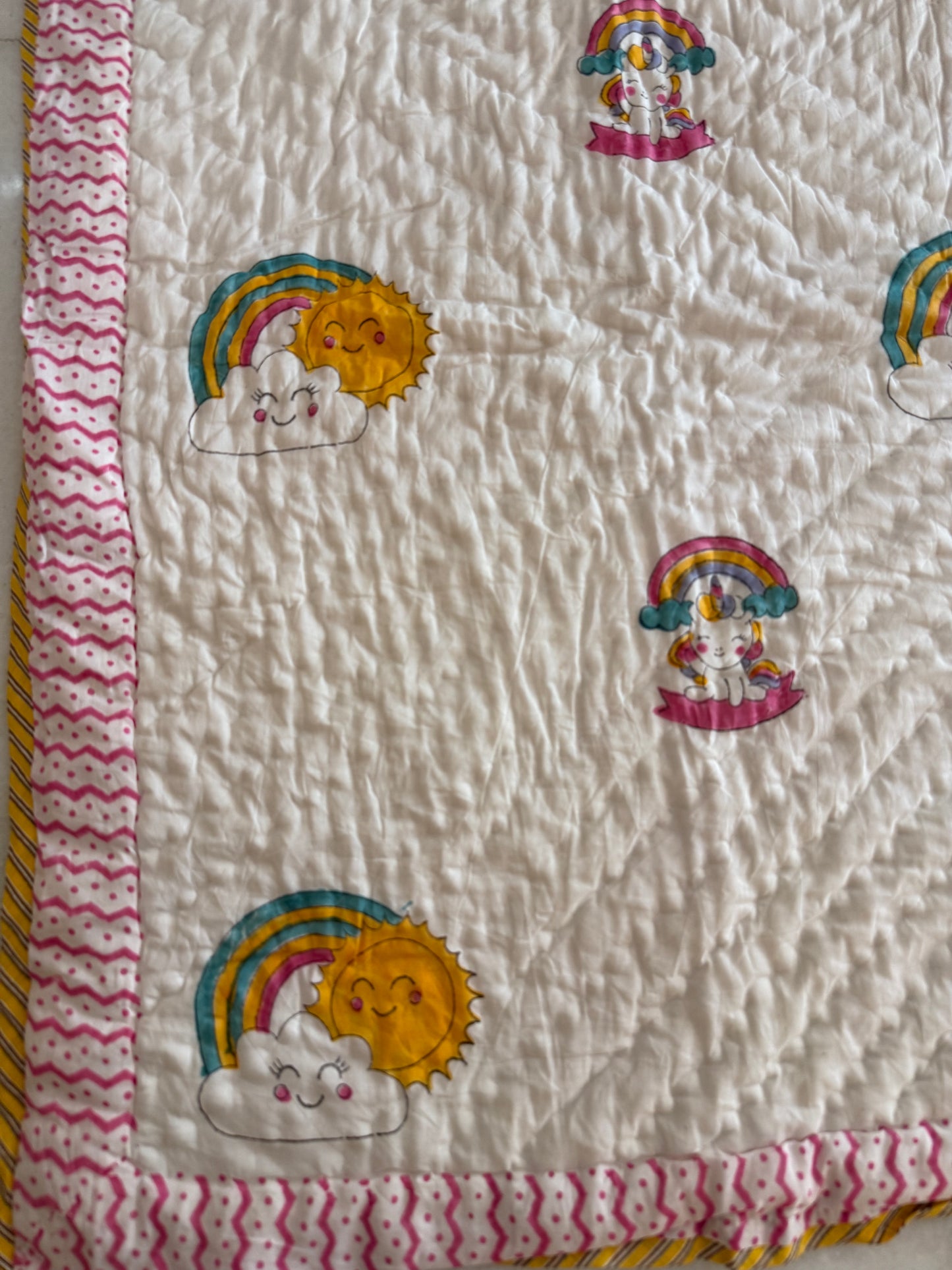 Baby AC Quilt- Unicorn & Rainbow