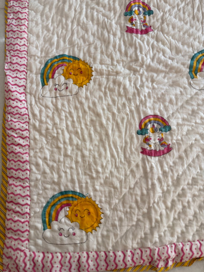 Baby AC Quilt- Unicorn & Rainbow
