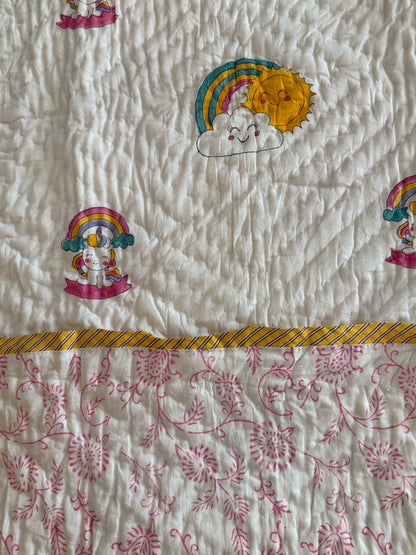 Baby AC Quilt- Unicorn & Rainbow