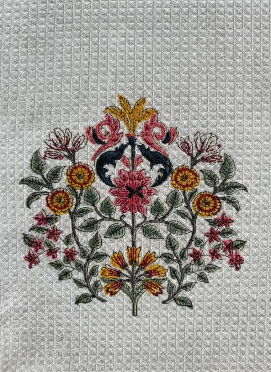 Bath Towel-Elegant Floral Motif