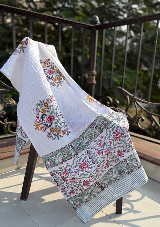 Bath Towel-Elegant Floral Motif